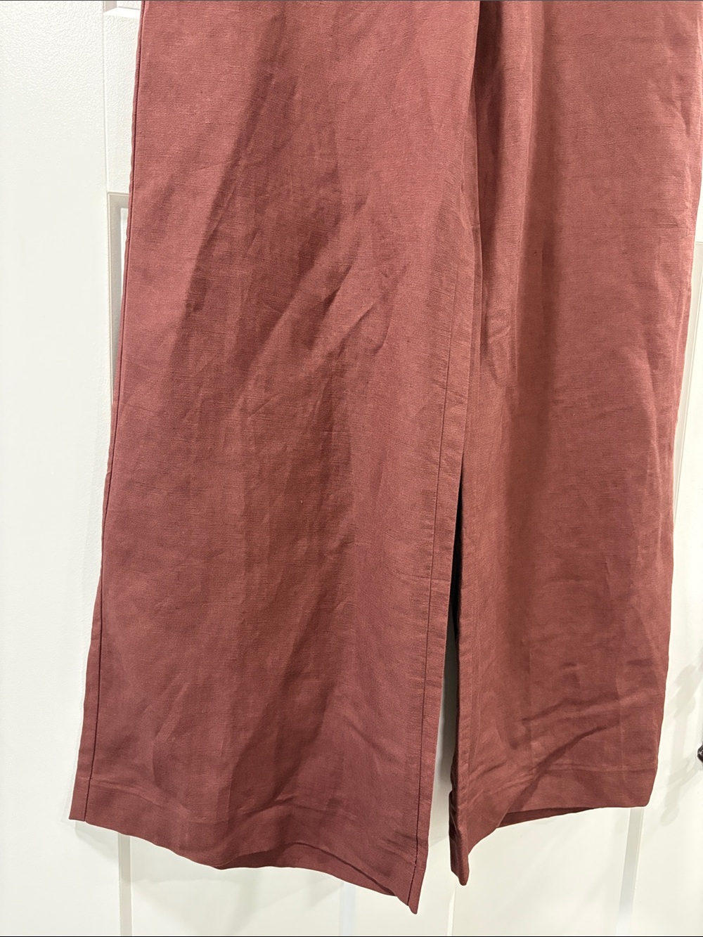 Ann Taylor Wide-Leg Pull On Linen Blend Pants in Dark Brown Size Small - Picture 3 of 10